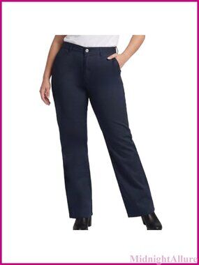 Plus Size Mid Rise Slim Fit Bootcut Work Pants Stretch Twill